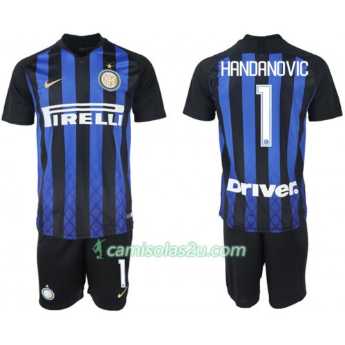 Camisolas de Futebol Inter de Milão HANDANOVIC 1 Criança Equipamento Principal 2018/19 Manga Curta Camisolas de Futebol Inter de Milão HANDANOVIC 1 Criança Equipamento Principal 2018/19 Manga Curta
